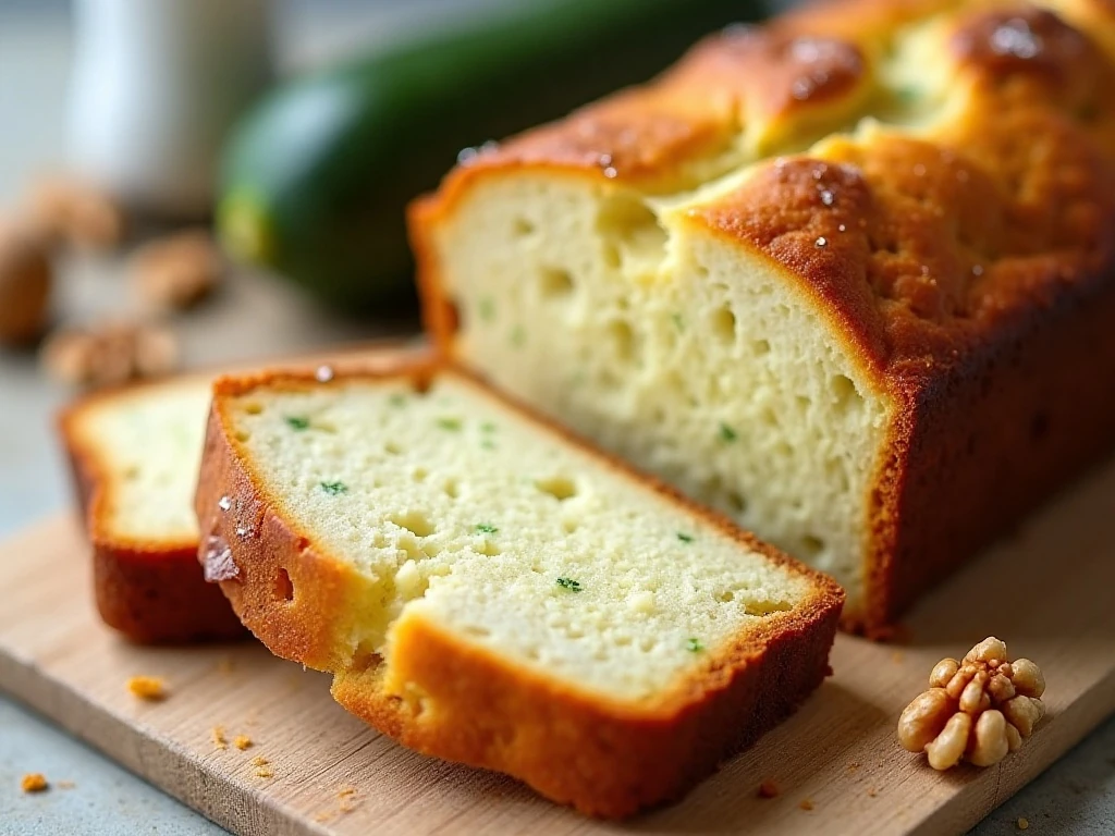 Extra-moist cheesecake zucchini bread loaf with a creamy center