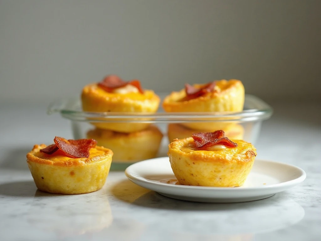 Make-ahead cheesy bacon omelet cups ready for storage