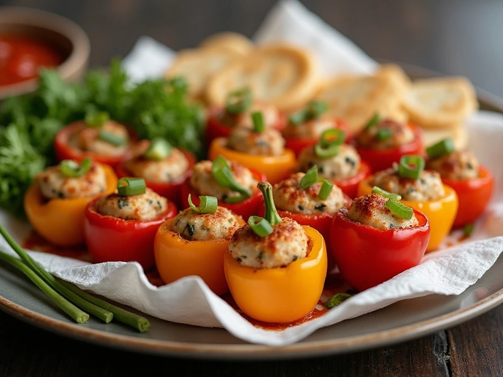 Cheesy bacon-stuffed mini peppers served as a party appetizer