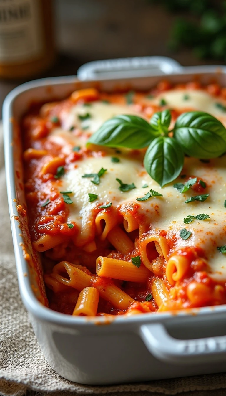 Cheesy Baked Four-Cheese Marinara Pasta Recipe