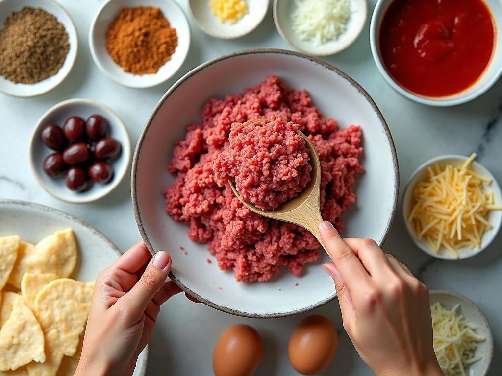 Ingredients for cheesy ground beef empanadas