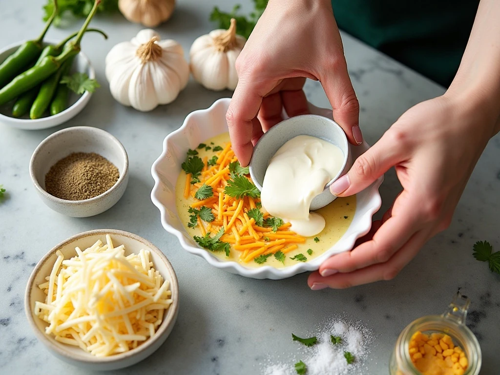 Ingredients for cheesy Hatch green chile dip