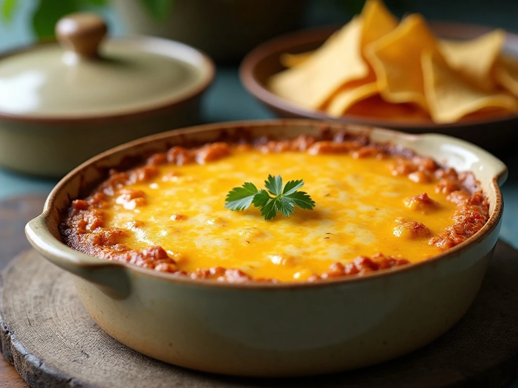 Reheated Hatch green chile dip ready to serve