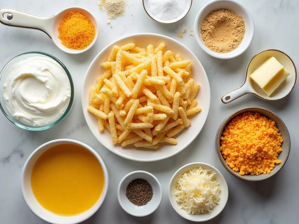 Ingredients for cheesy potato casserole