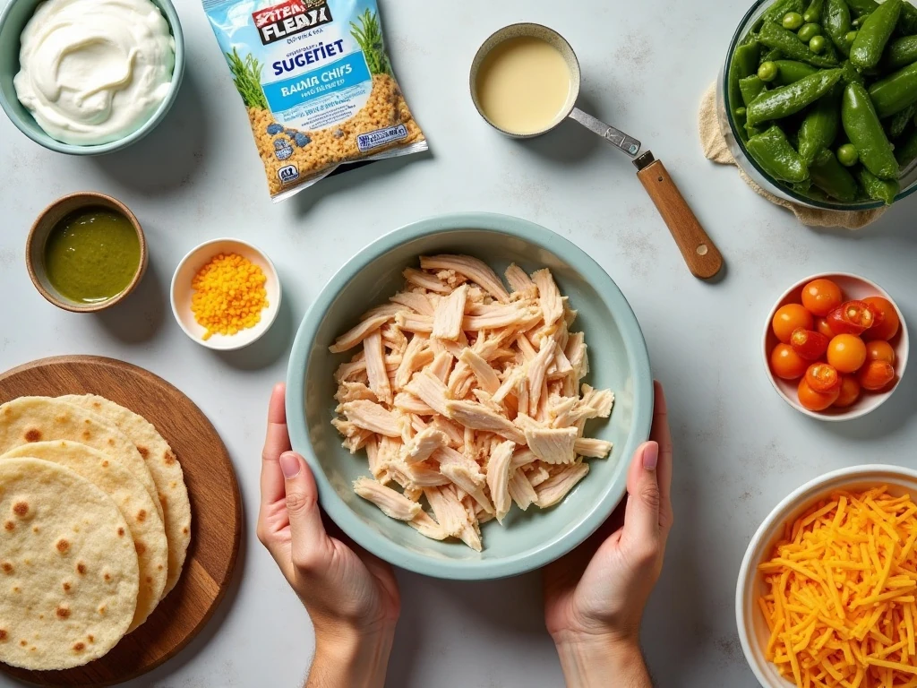 Ingredients for cheesy ranch chicken enchiladas