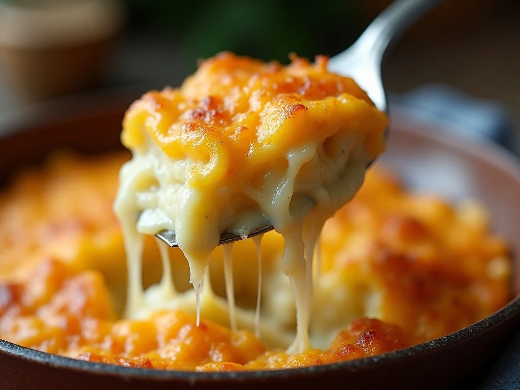 Creamy cheesy scalloped potatoes with tender layers and a golden cheese crust
