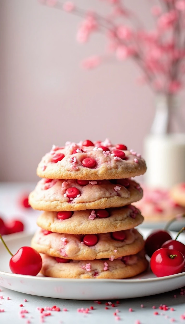 Cherry Chip Cake Mix Cookies with Sprinkles That Shine