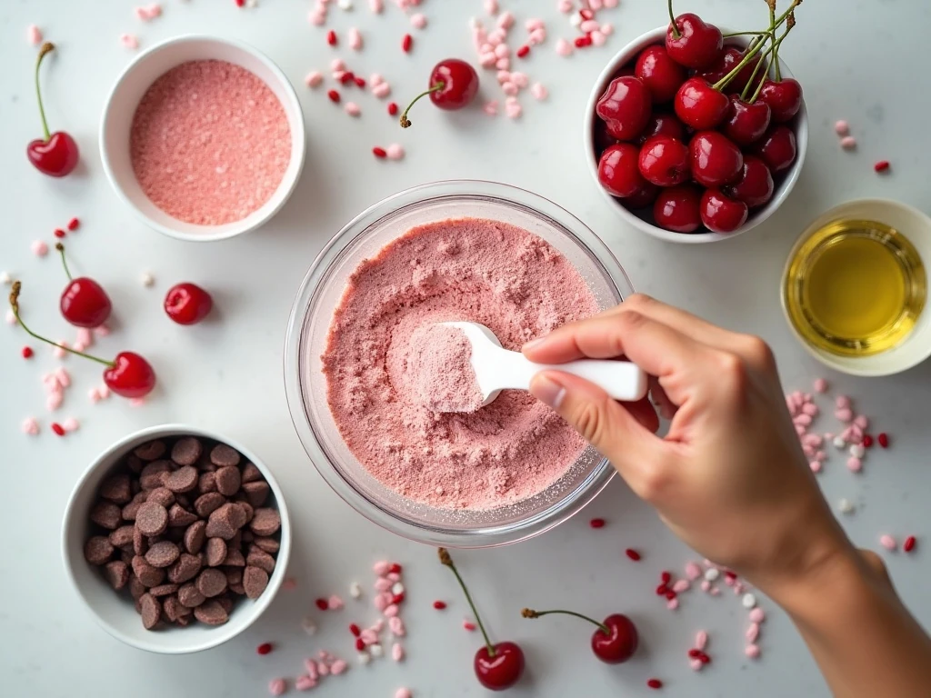 Ingredients for cherry chip cake mix cookies