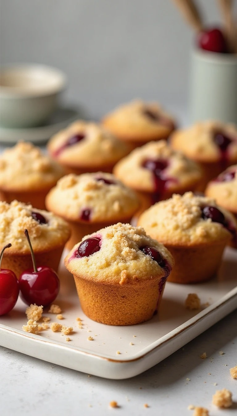 Cherry Muffins With Irresistible Graham Crumb Streusel