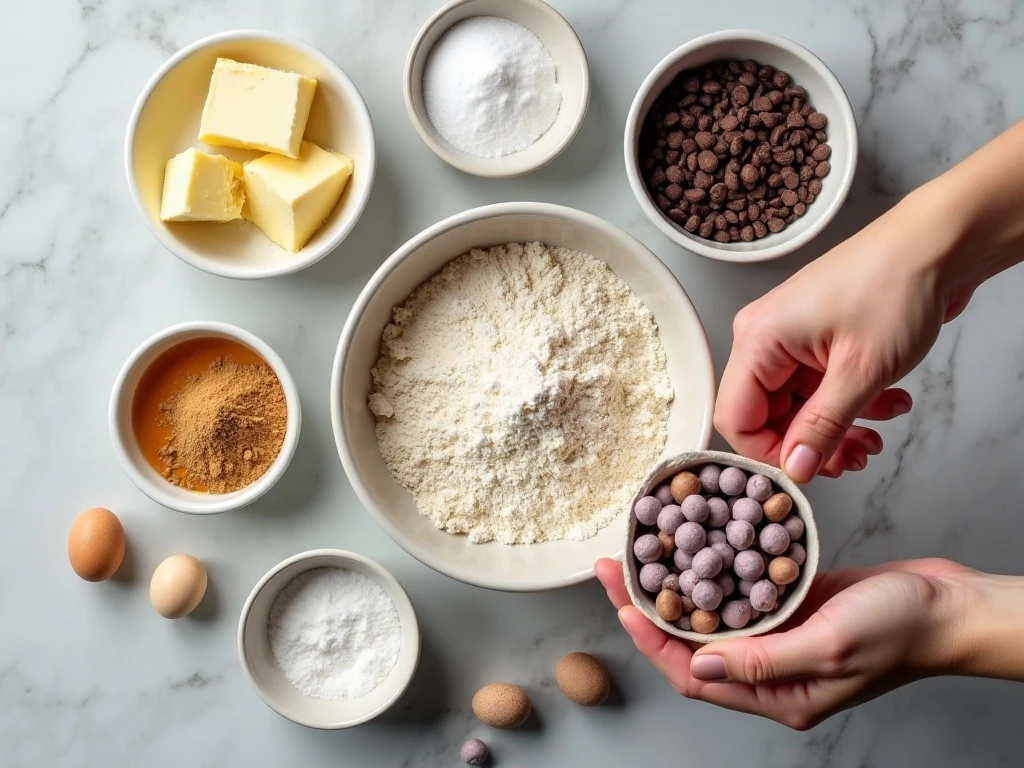 Ingredients for Cadbury Mini Egg chocolate chip cookies