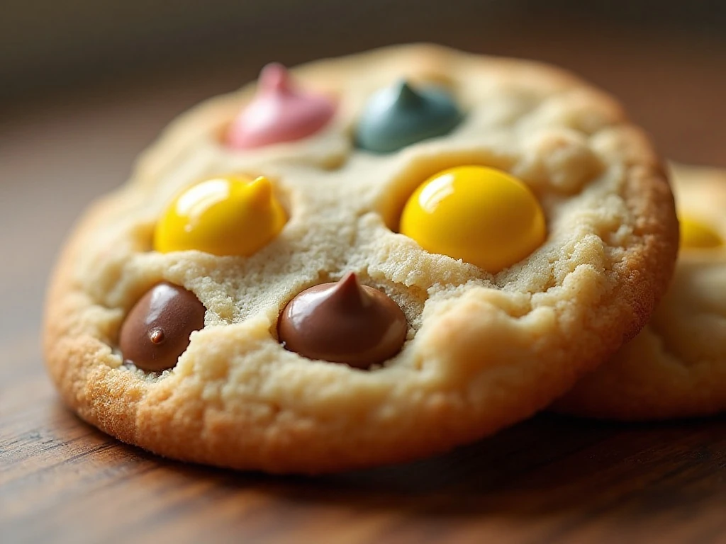 Close-up of Mini Egg cookie texture and toppings
