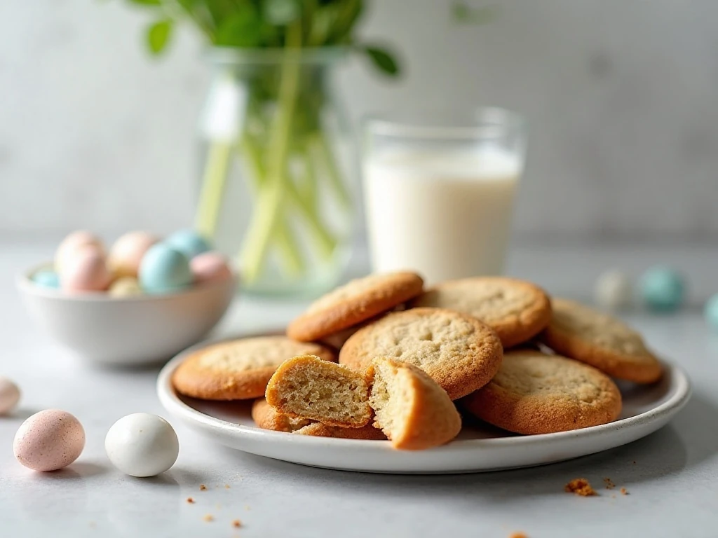 Cadbury Mini Egg cookies served with milk