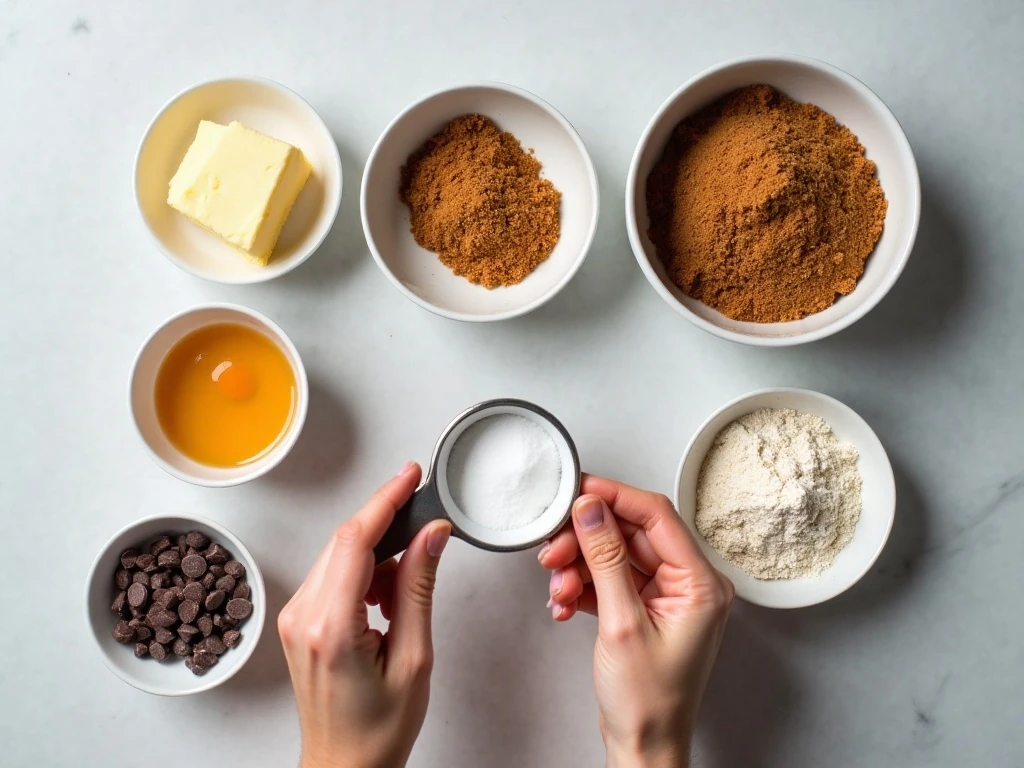Ingredients for chewy chocolate chip bar cookies