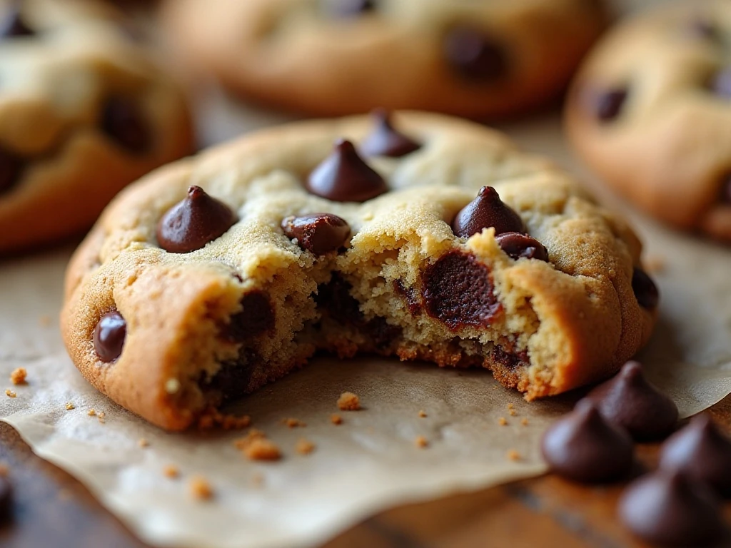 Close-up of the soft chewy center of a chocolate chip bar