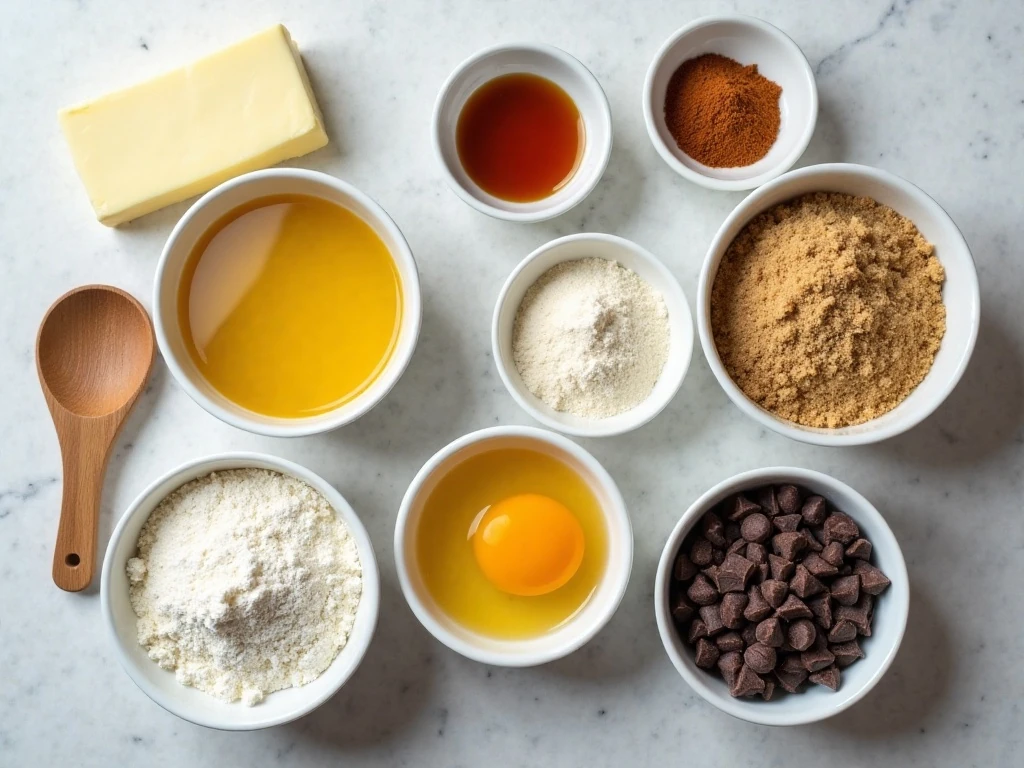 Ingredients for ultimate chewy chocolate chip cookies