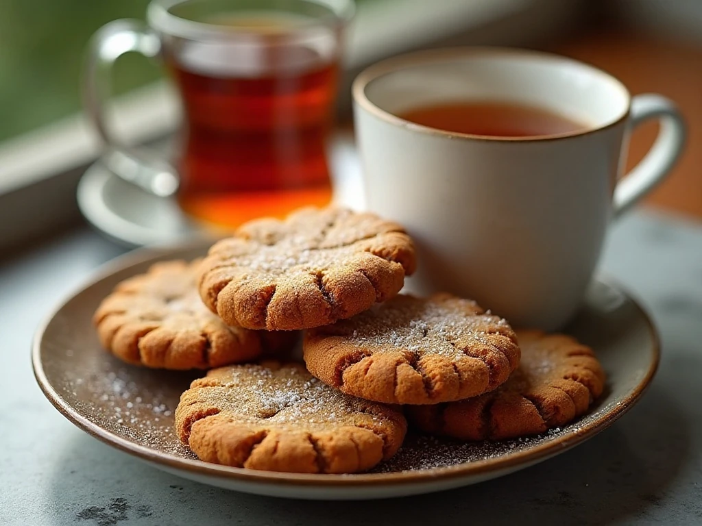 Soft and chewy ginger cookies arranged on a plate
