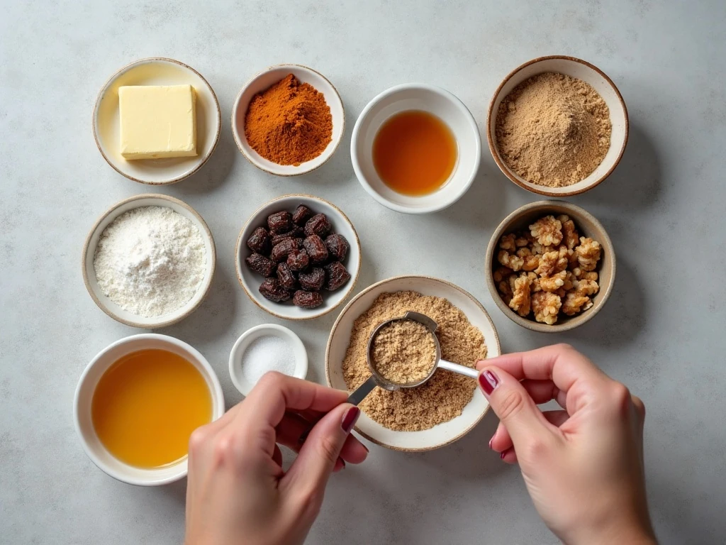 Ingredients for chewy spiced hermit bars