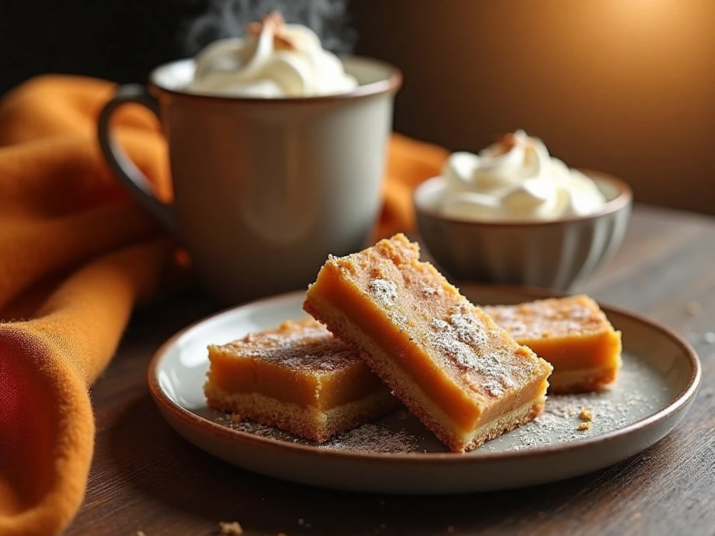 Hermit bars served with warm spiced cider