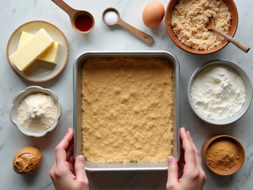 Ingredients for chewy peanut butter brownies