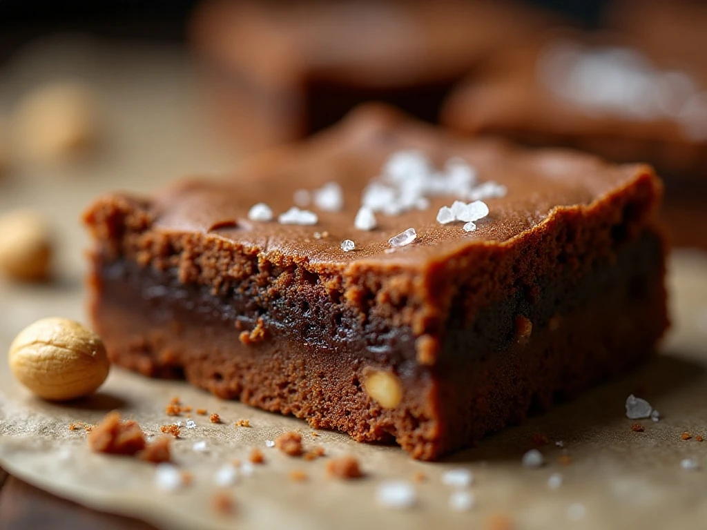 Close-up of the chewy texture of a peanut butter brownie