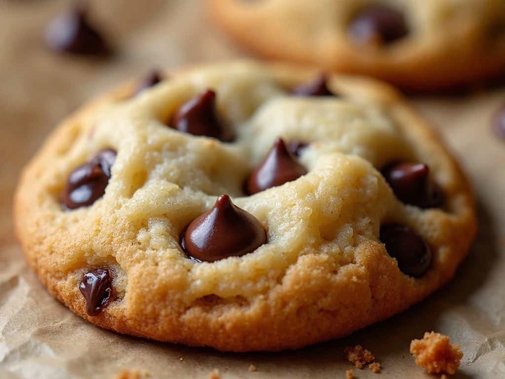 Close-up of a chewy peanut butter chocolate chip cookie center