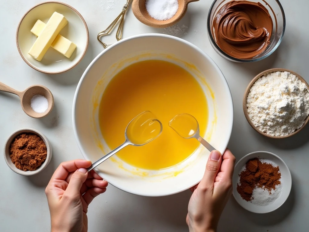 Ingredients for peanut butter Nutella brownies