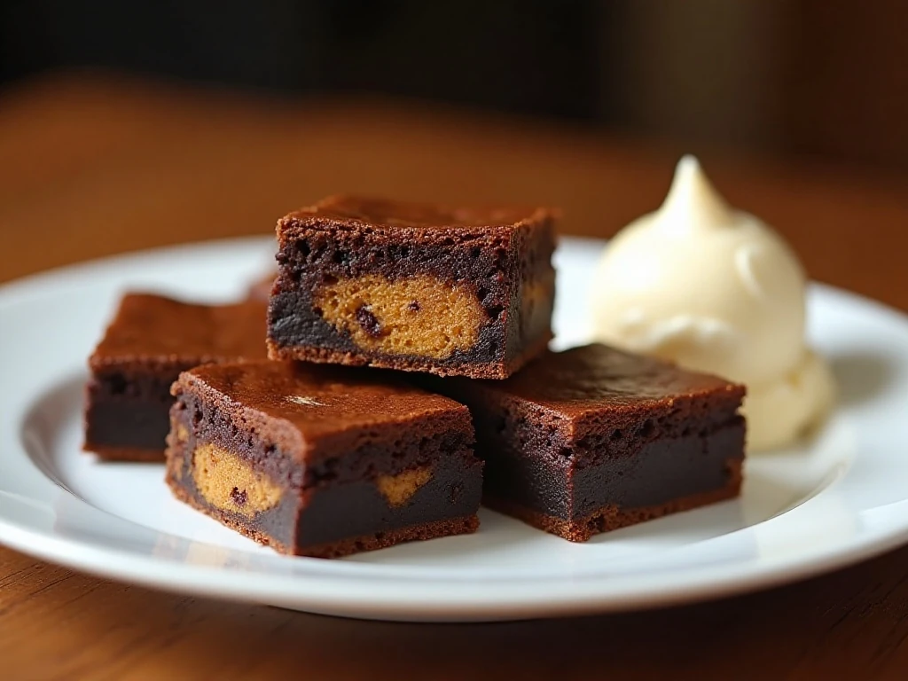 Pumpkin swirl brownies plated for an autumn dessert