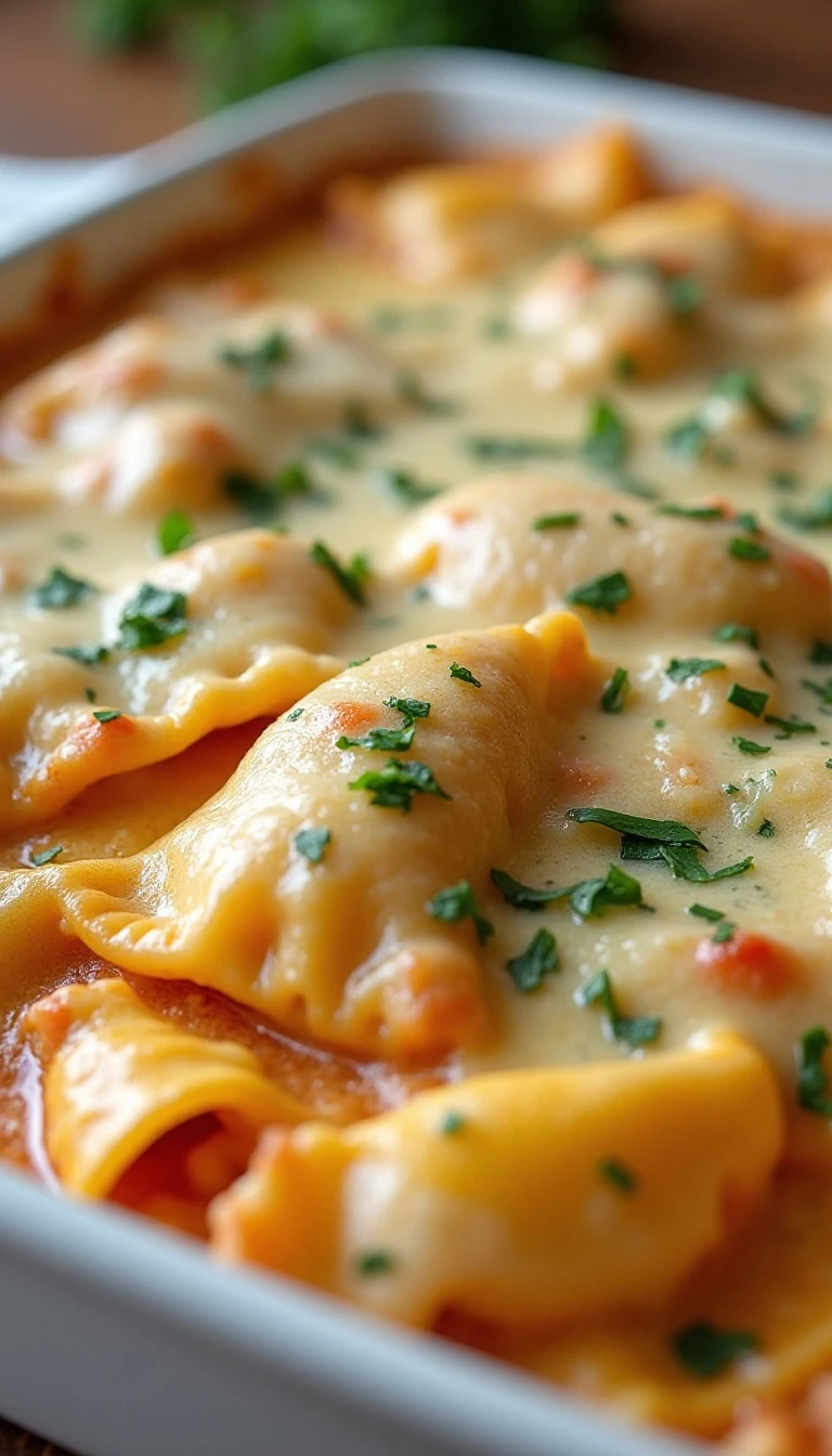 Easy Chicken Alfredo Ravioli Bake Recipe