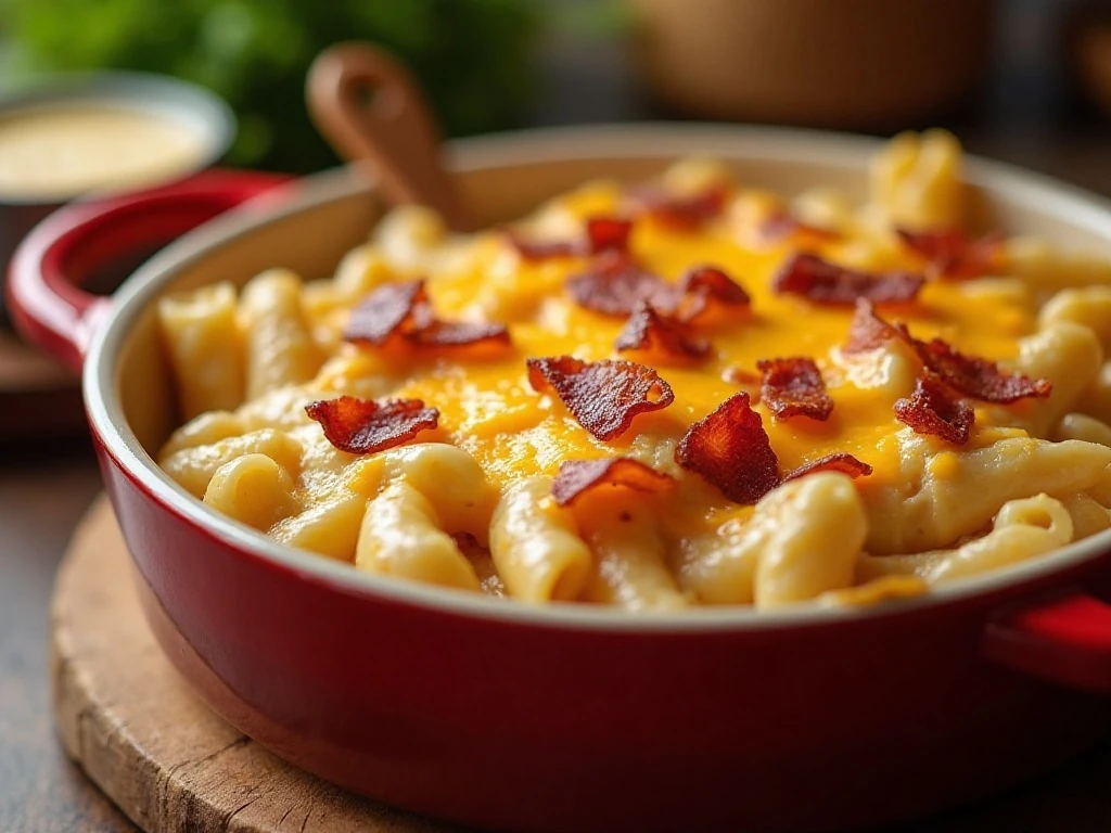 Creamy chicken bacon ranch casserole fresh from the oven