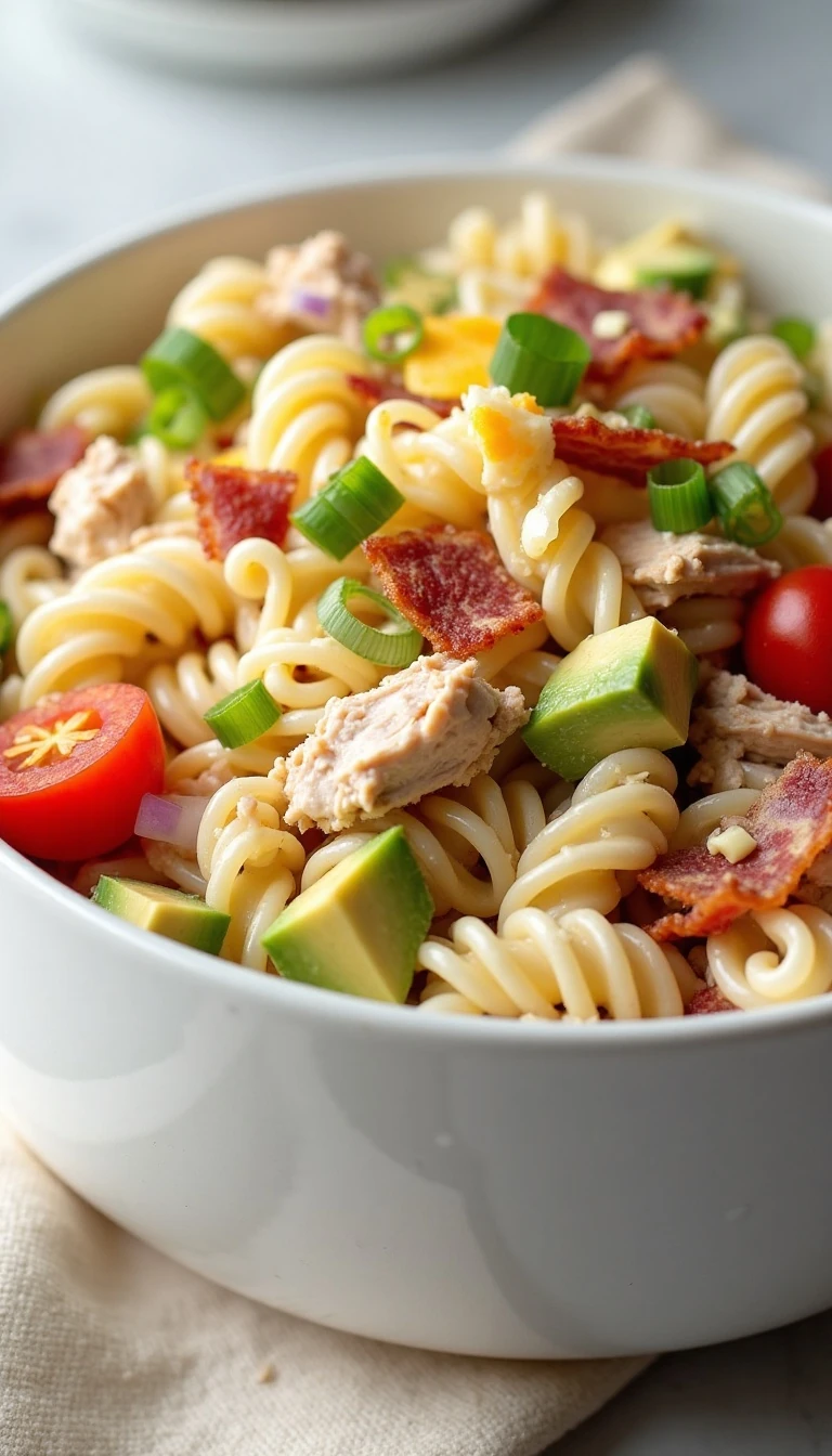 Easy Chicken Club Pasta Salad Recipe with Ranch Dressing
