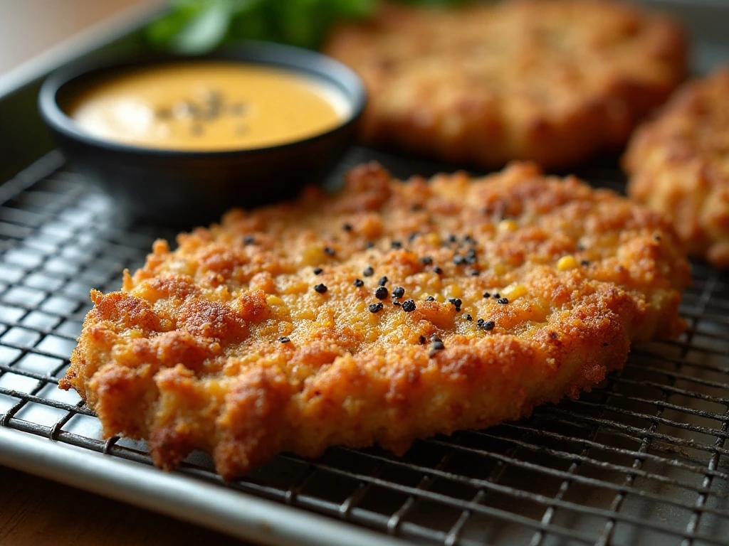Crispy chicken fried steak kept crisp on a wire rack