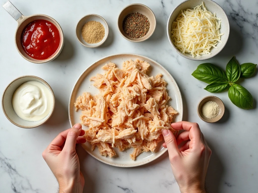 Ingredients for easy chicken Parmesan dip