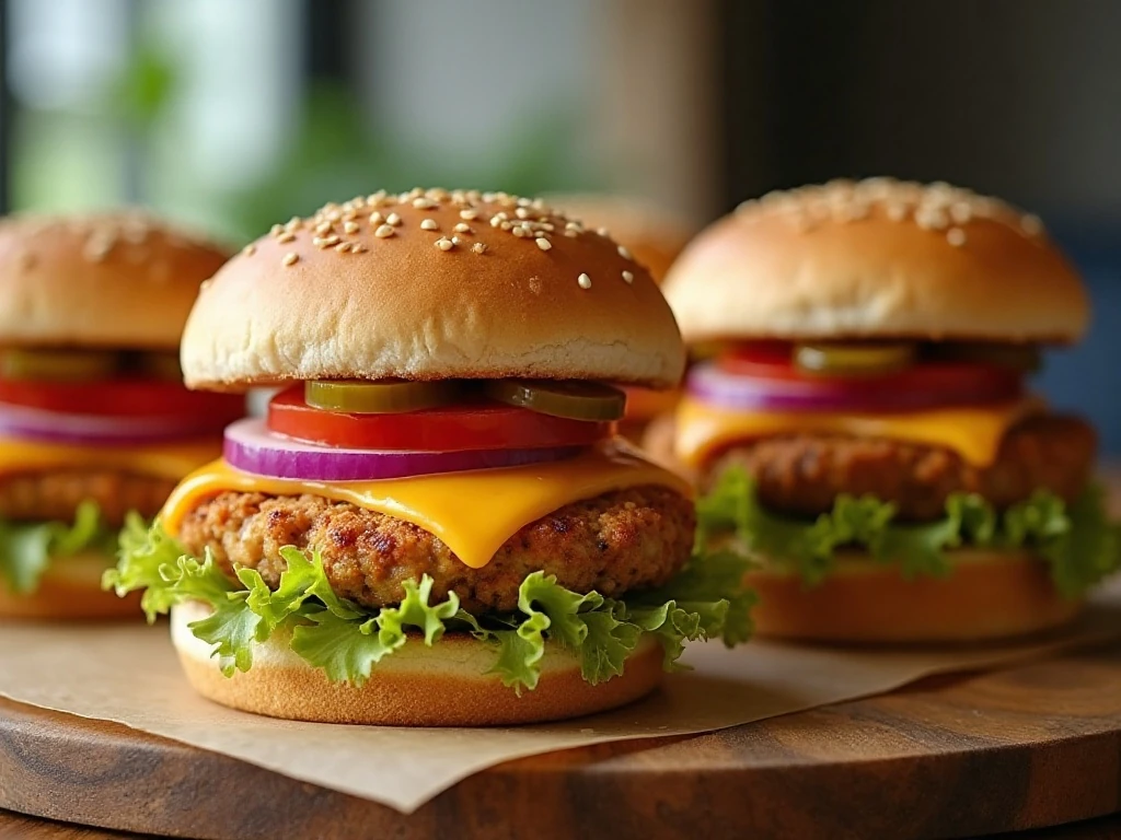 Juicy chicken ranch burgers with cheddar and fresh toppings