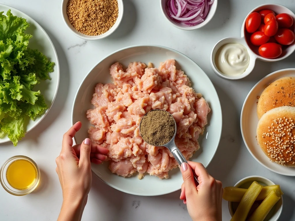 Ingredients for homemade chicken ranch burgers