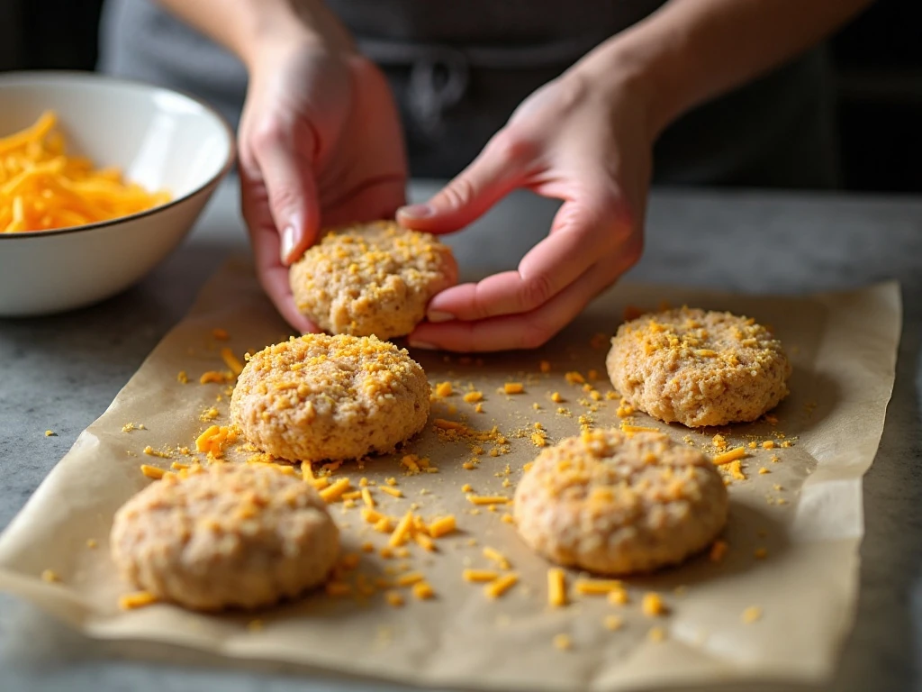 Shaping chicken ranch burger patties before cooking