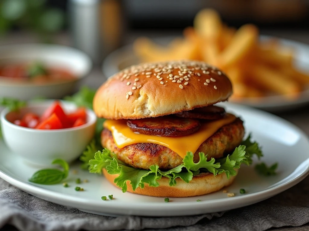 Chicken ranch burger prepared for serving and meal storage