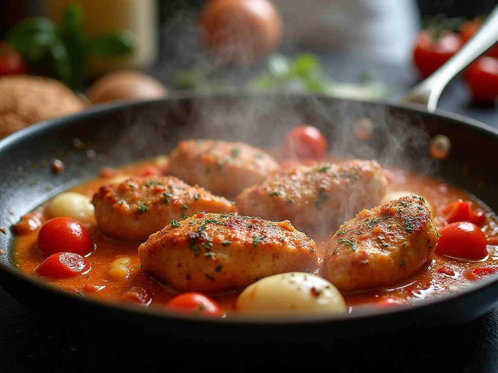 Chicken and vegetables cooking for chicken riggies