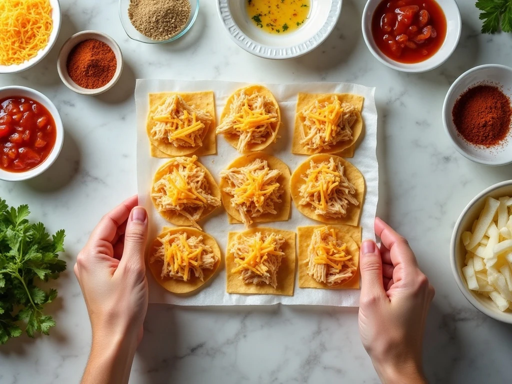 Ingredients for easy chicken taco cups