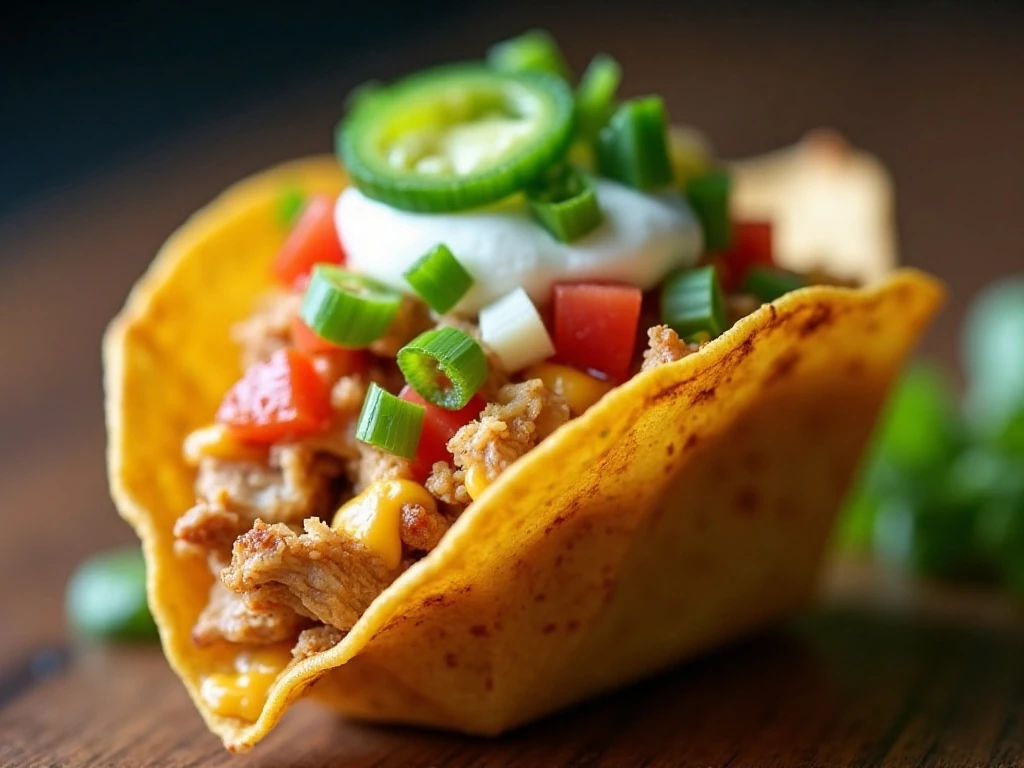 Chicken taco cup with fresh taco toppings