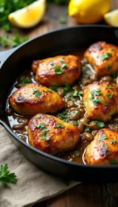 Chicken Thighs with Mushroom Herb Pan Sauce Recipe
