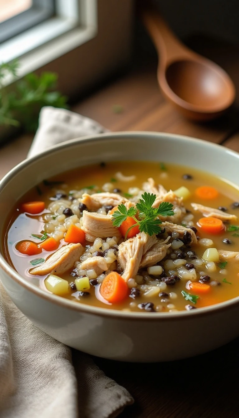 Healthy Chicken Wild Rice Soup (No Cream Recipe)