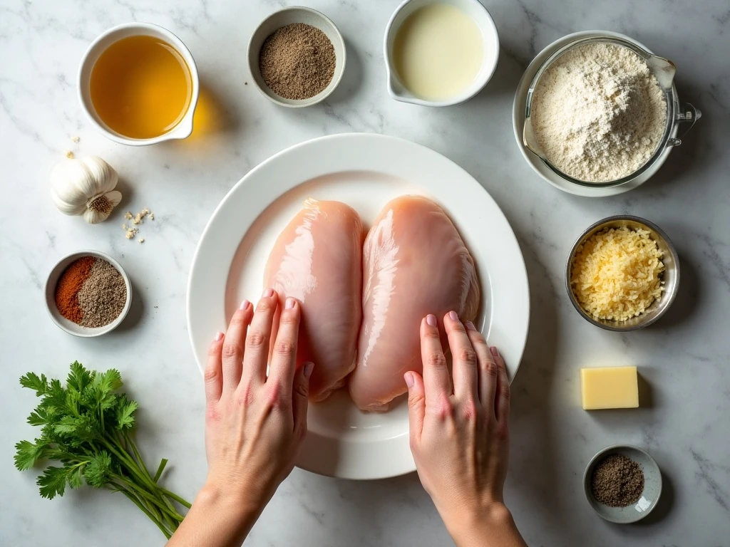 Ingredients for creamy garlic chicken