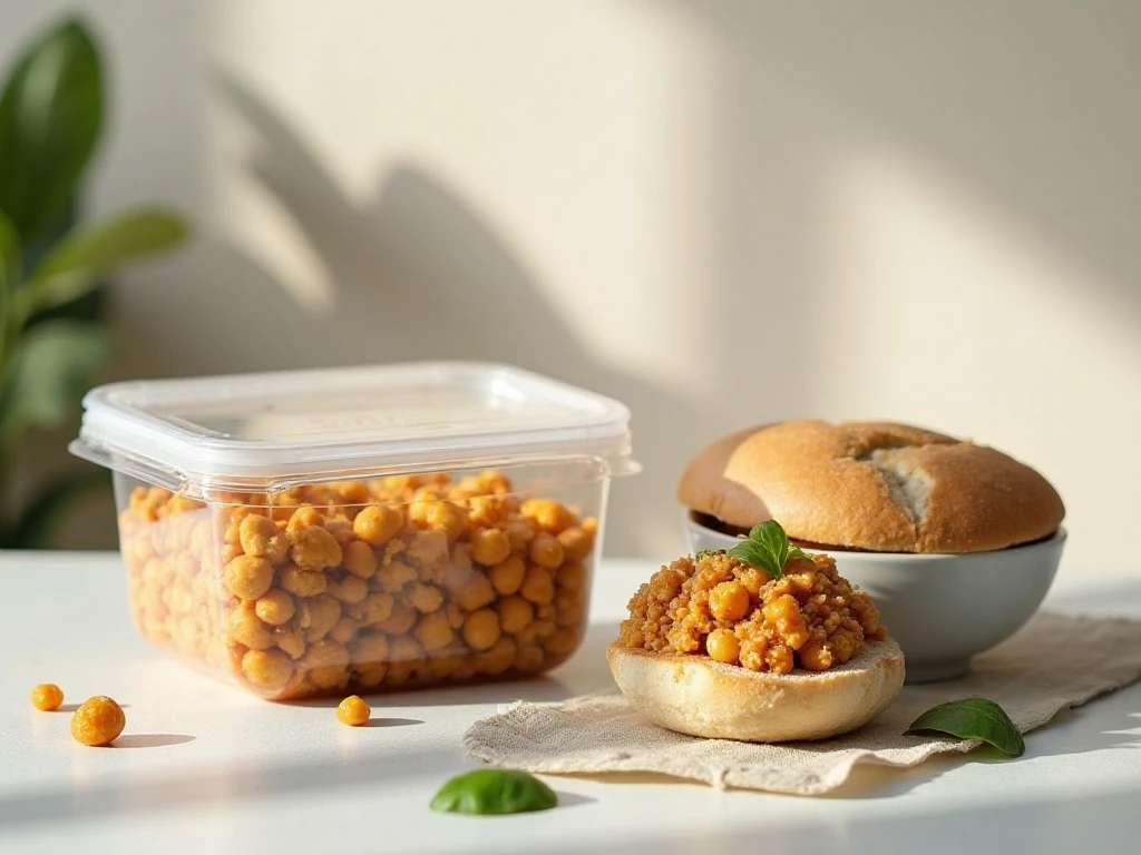 Make-ahead chickpea tuna salad stored for lunch
