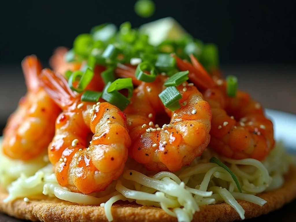 Bang bang shrimp finished with lime, cilantro, green onions, and sesame seeds