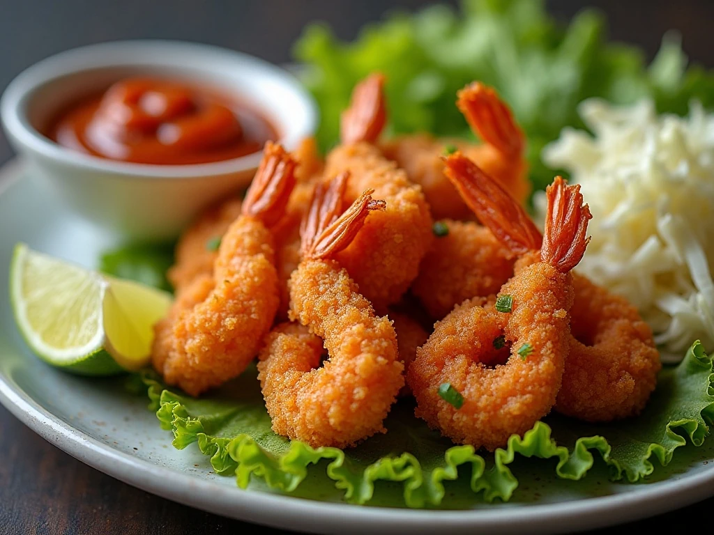 Bang bang shrimp served with sauce on the side