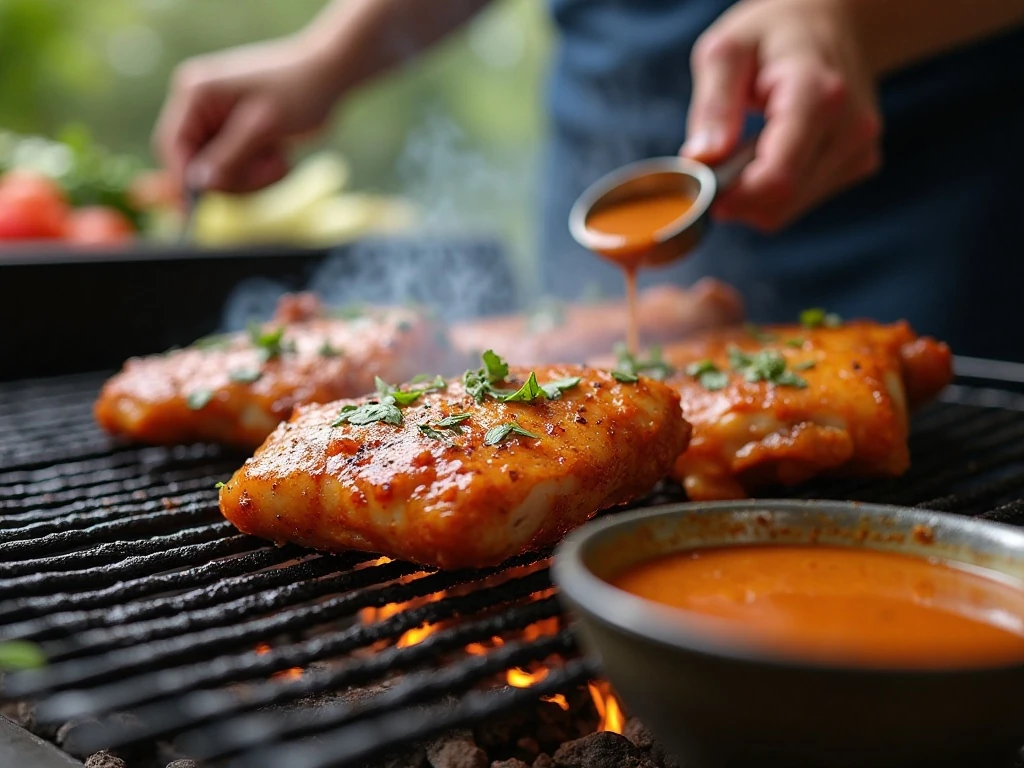 Chicken grilling over medium-high heat after chipotle lime marinating