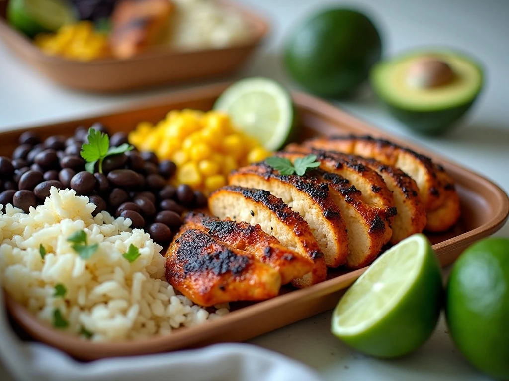 Meal-prep containers with leftover chipotle lime grilled chicken