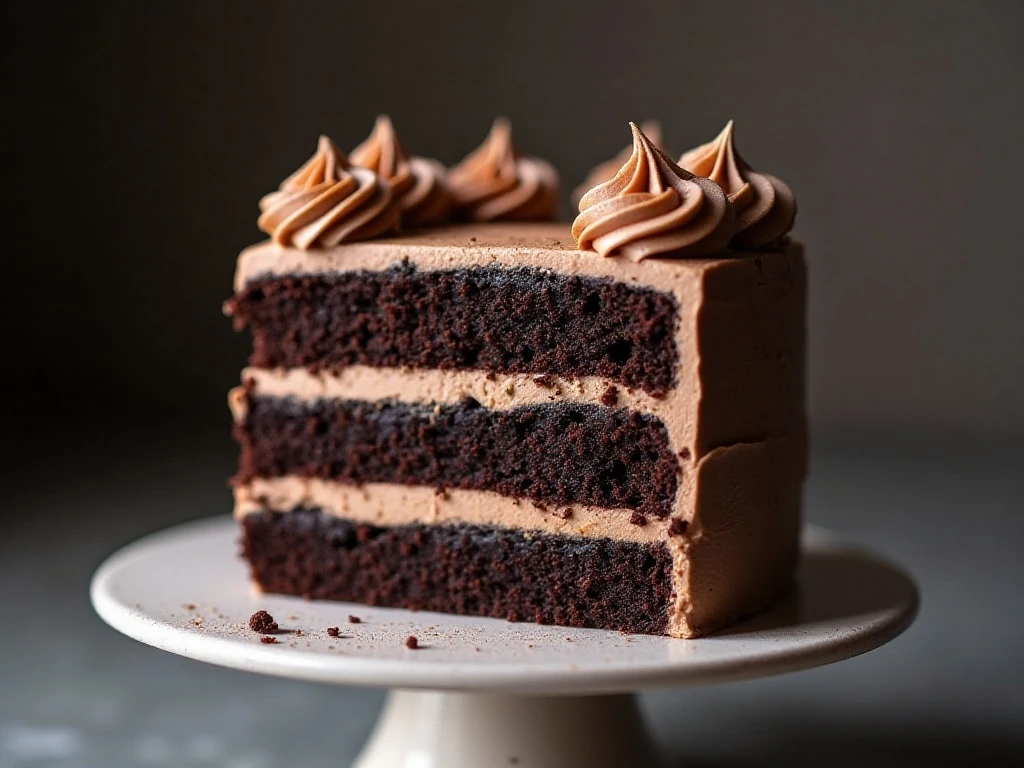 Two-layer decadent chocolate cake with mocha mascarpone frosting