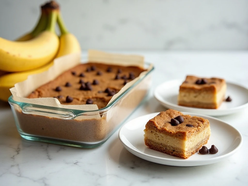 Chocolate chip banana bars prepared for storage