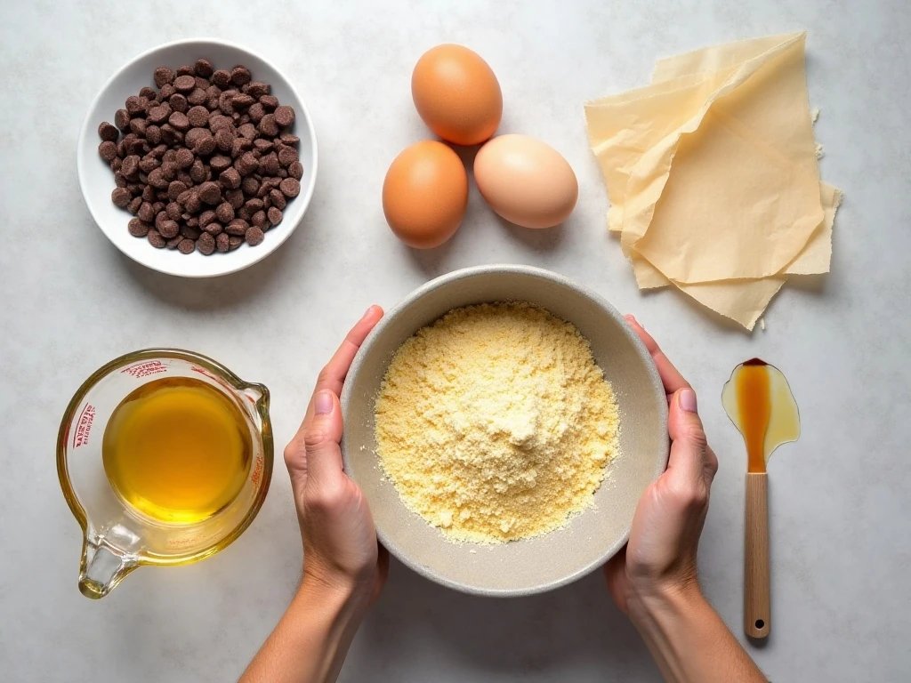 Ingredients for chocolate chip cake mix cookies